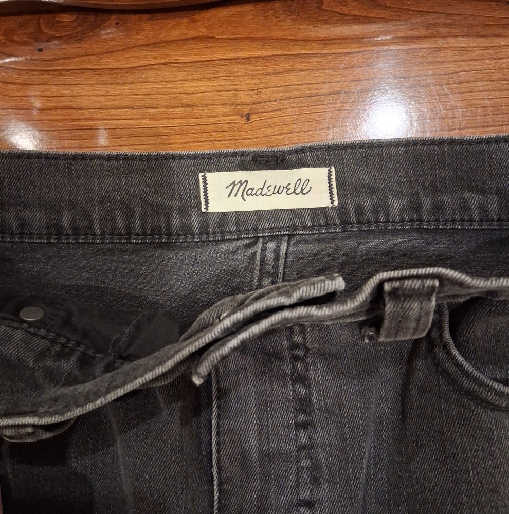 Madewell Size 27 Stretch Denim Straight Mini Skirt Raw Hem - Picture 9 of 9
